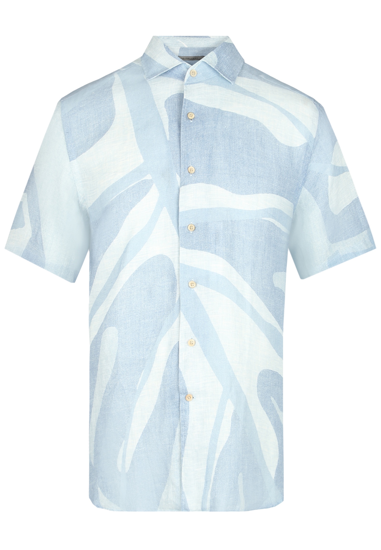 мужская рубашка с коротким рукавом corneliani, голубая