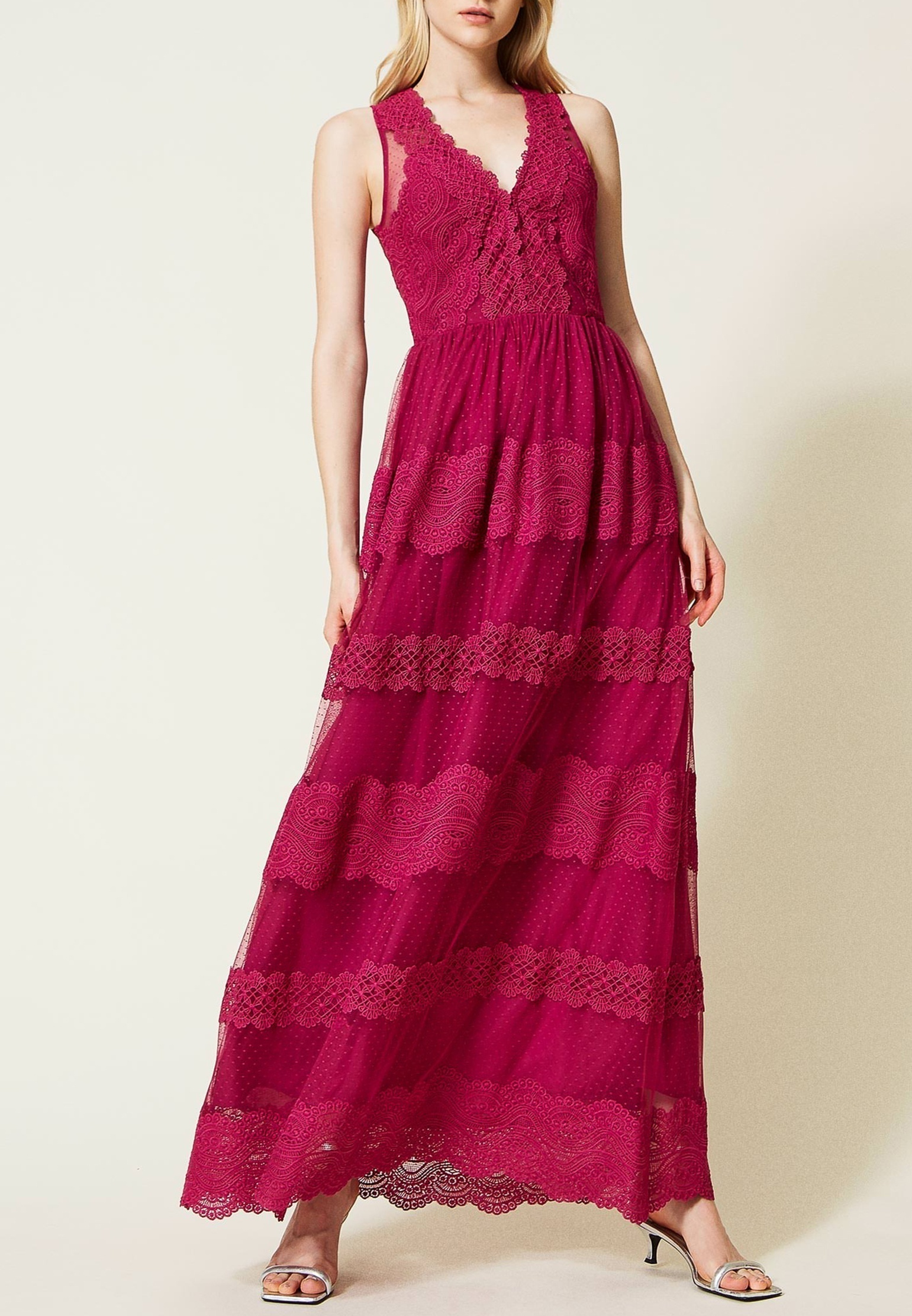 женское вечерние платье twinset milano, розовое