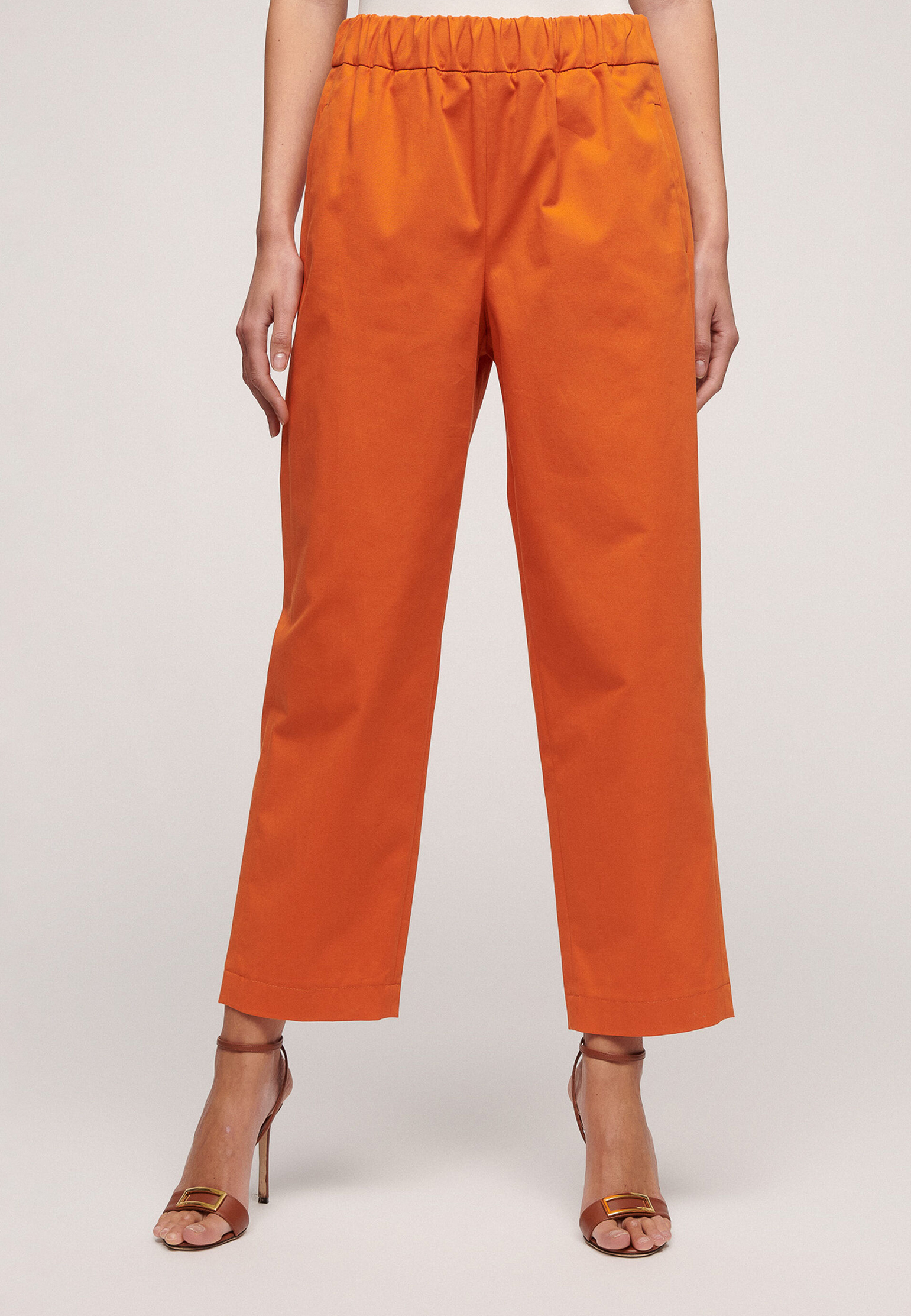 женские укороченные брюки luisa spagnoli, оранжевые