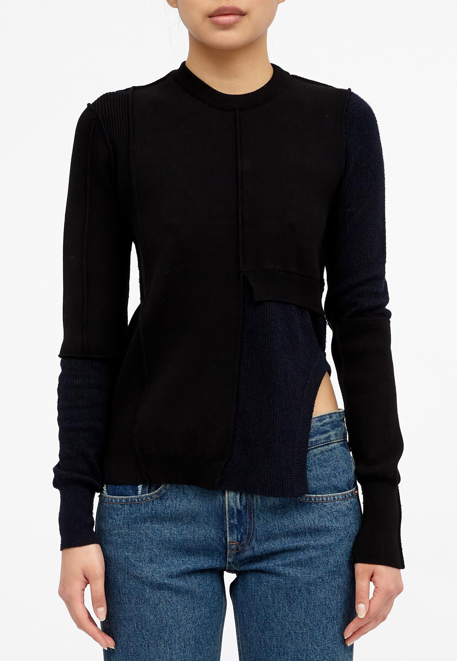 женский пуловер mm6 maison margiela, черный