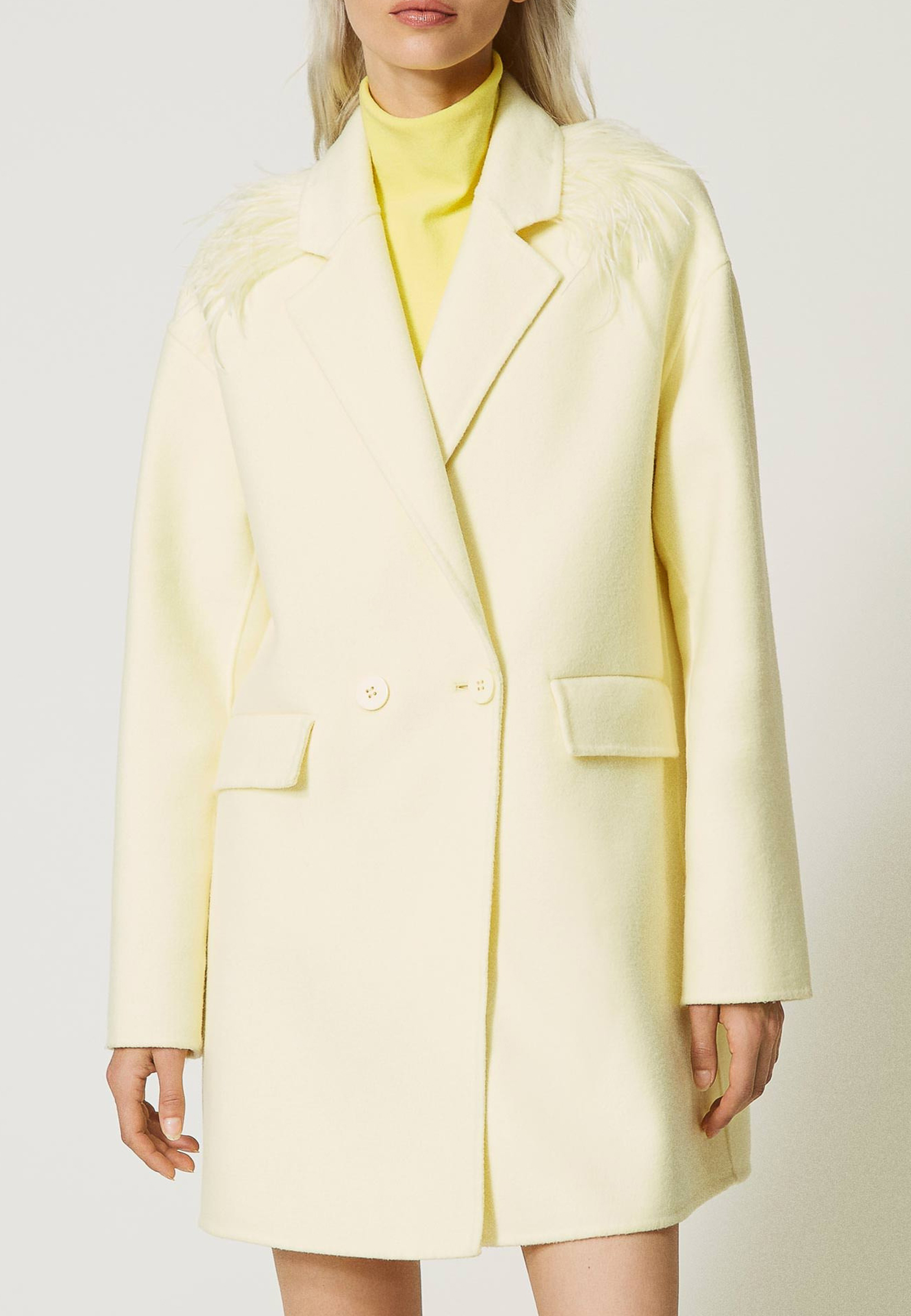 женское пальто twinset milano, желтое