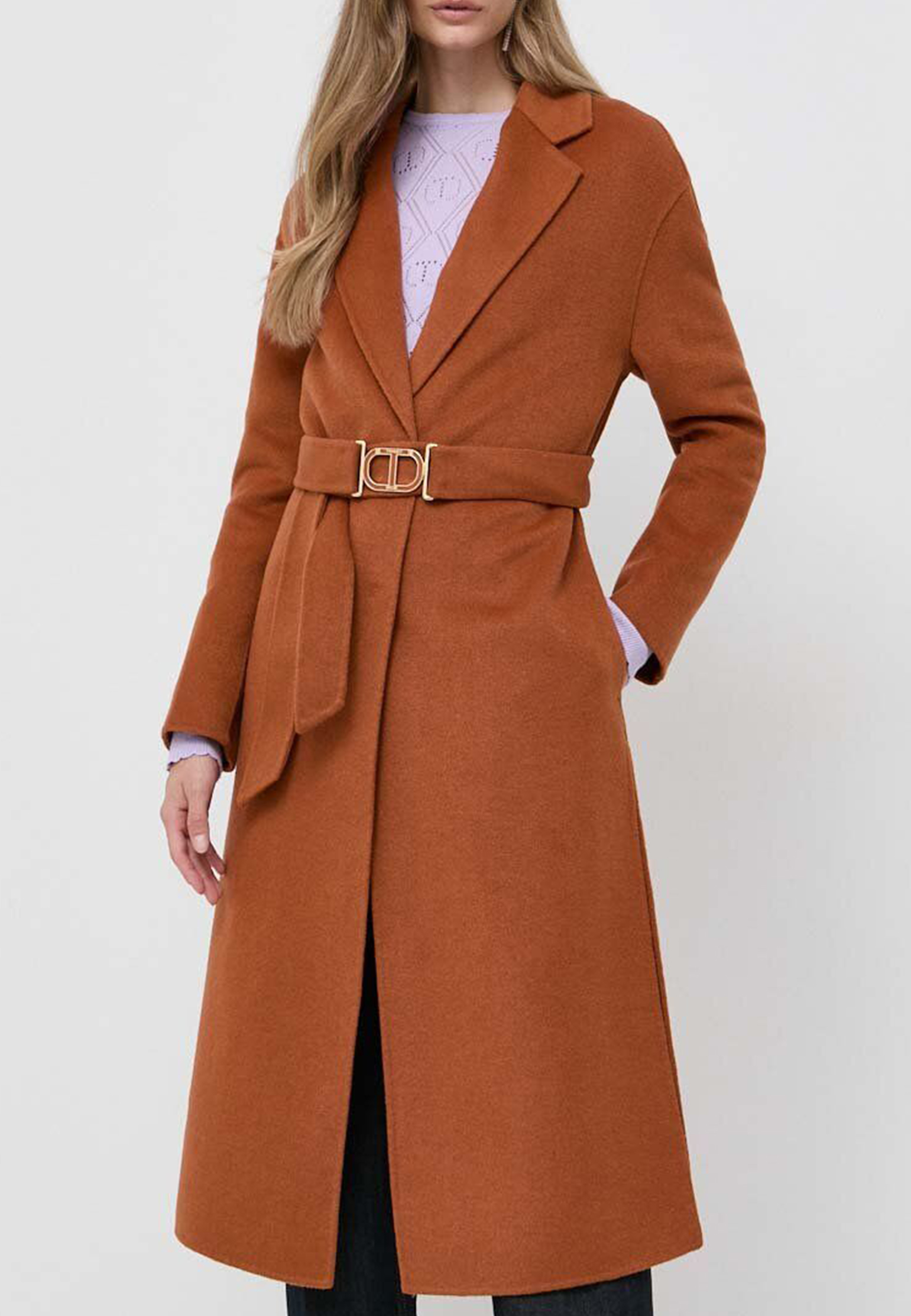 женское пальто twinset milano, коричневое