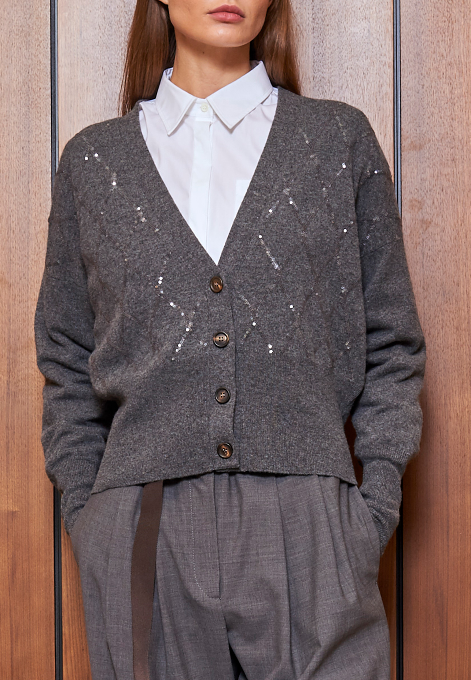 женский кардиган brunello cucinelli, серый